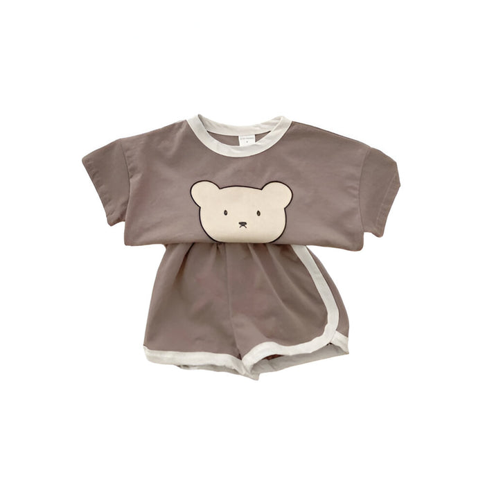 Adorable Little Bear Print Outfit Set