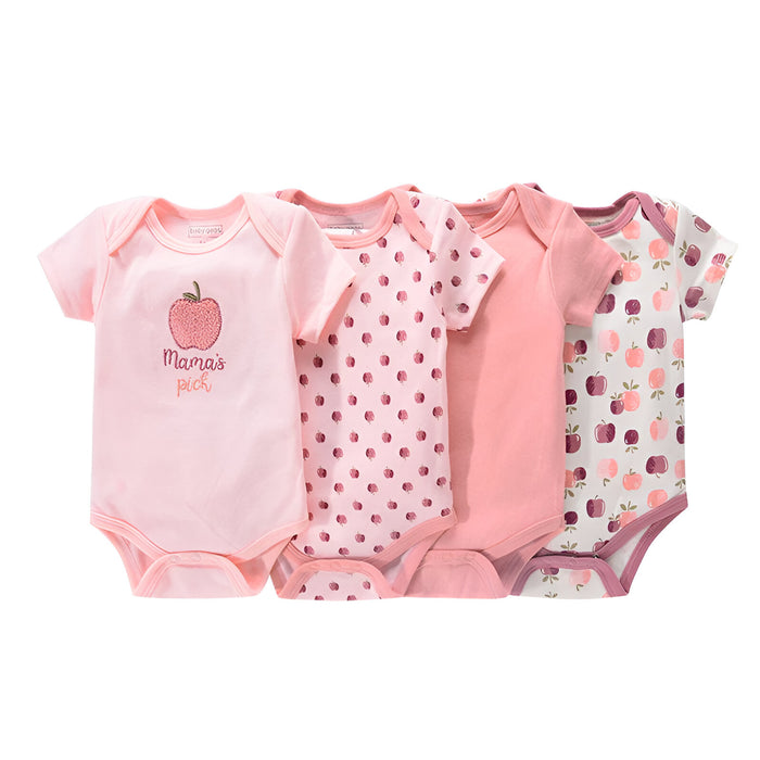 4Pcs Newborn Baby Short Sleeve Cotton Jumpsuit