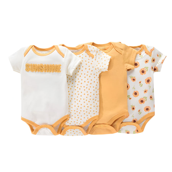 4Pcs Newborn Baby Short Sleeve Cotton Jumpsuit