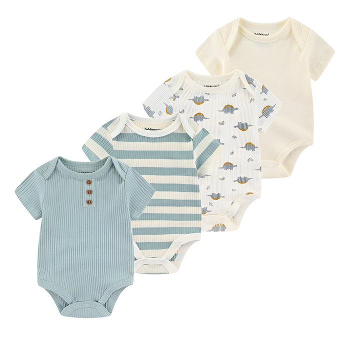 4Pcs Newborn Baby Short Sleeve Cotton Jumpsuit