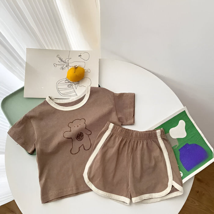 Adorable Little Bear Print Outfit Set