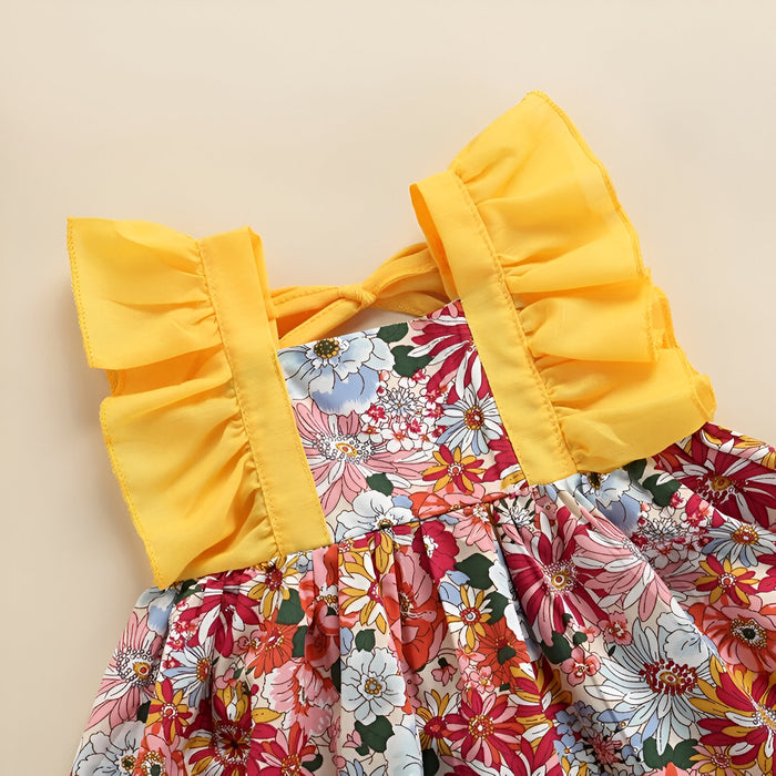 The Ruffled Shoulders Floral Dress