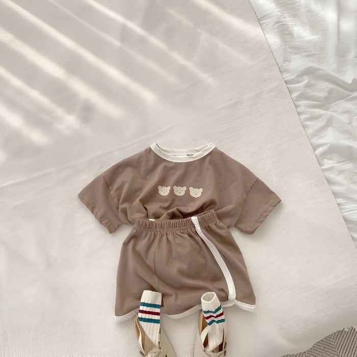 Adorable Little Bear Print Outfit Set