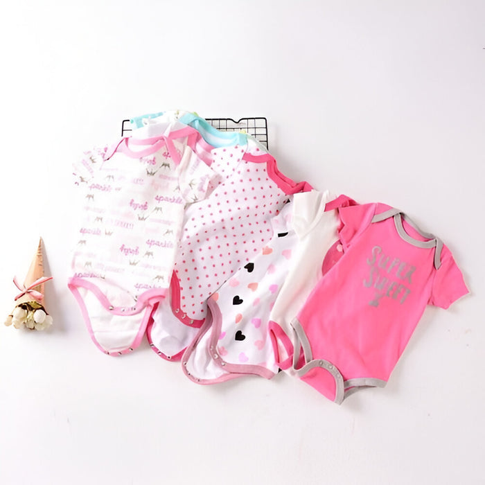 Short-Sleeve Newborn Cartoon Baby Bodysuit