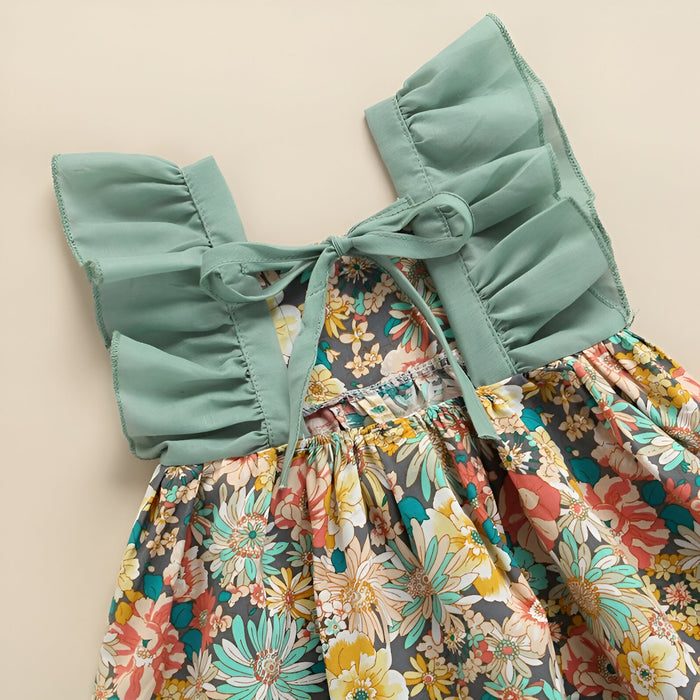 The Ruffled Shoulders Floral Dress