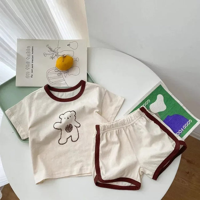 Adorable Little Bear Print Outfit Set