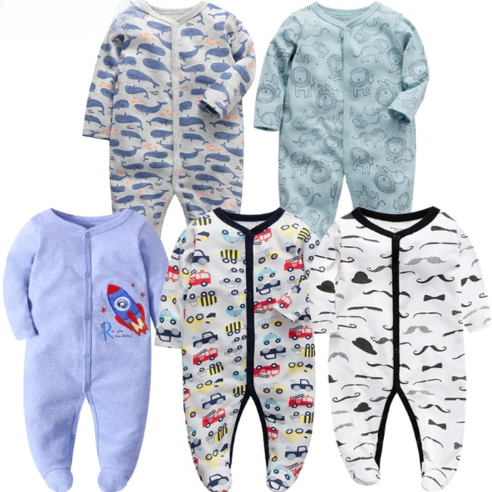 5 Pcs Unisex Cotton Romper Sets For Babies
