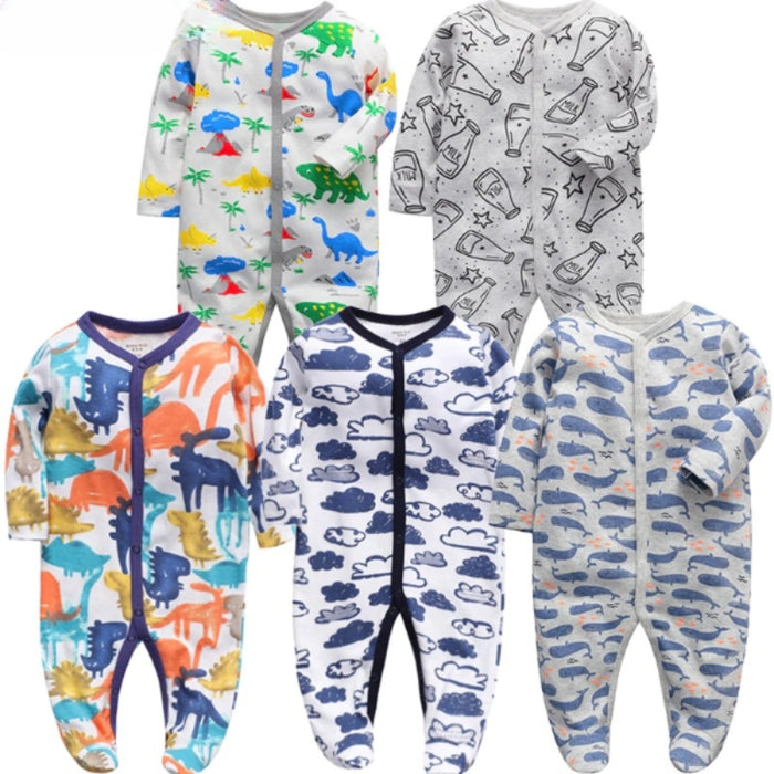 5 Pcs Unisex Cotton Romper Sets For Babies