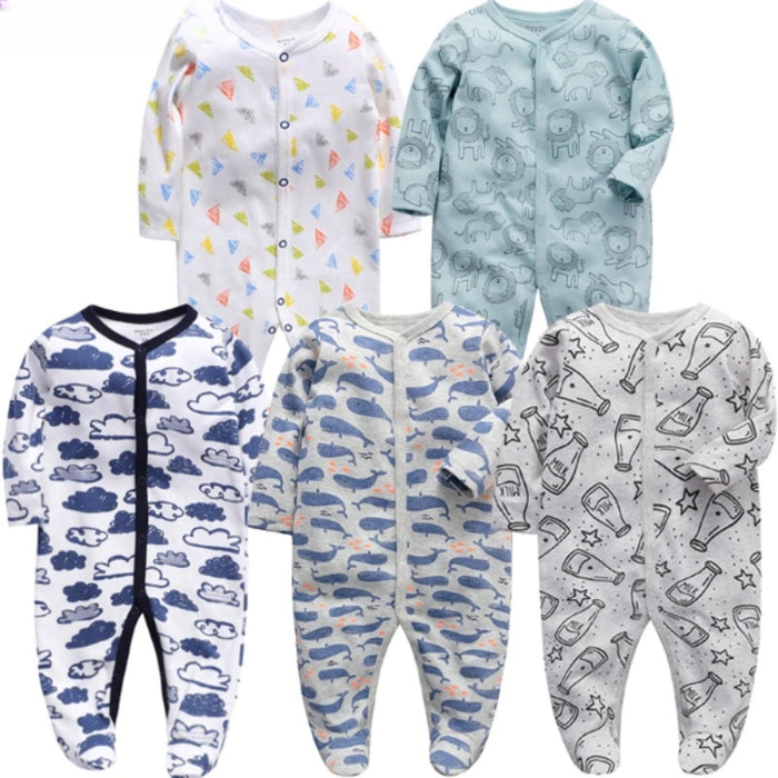 5 Pcs Unisex Cotton Romper Sets For Babies