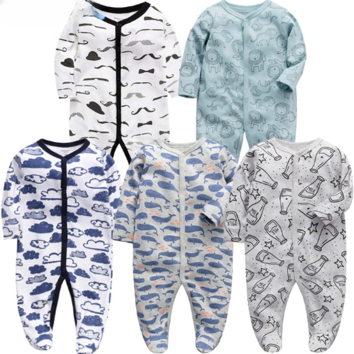 5 Pcs Unisex Cotton Romper Sets For Babies