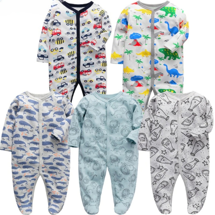 5 Pcs Unisex Cotton Romper Sets For Babies