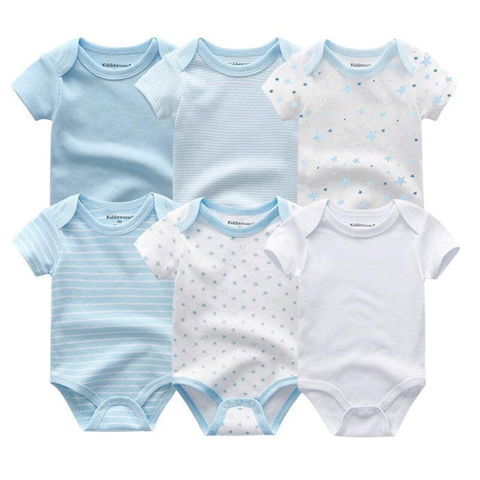 6Pcs Short Sleeve Newborn Unisex Baby Rompers