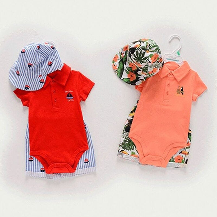 3Pcs Casual Infant Outfit With Hat