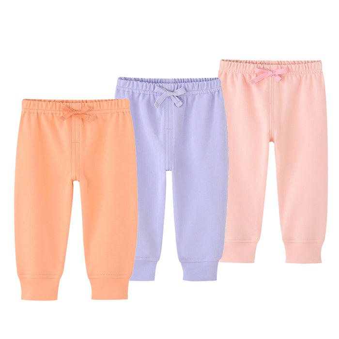 3Pcs Elastic Waist Solid Color Pants