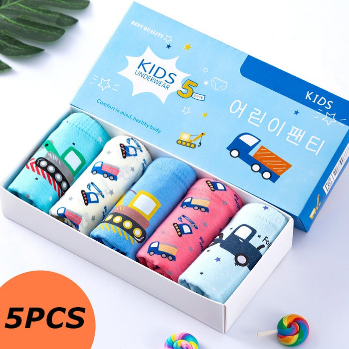 5Pcs Cartoon Print Soft Underpants For Kids