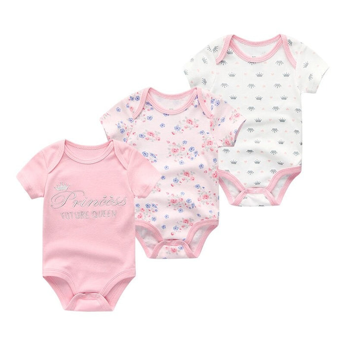 3Pcs Cotton Romper Newborn Baby Bodysuit Set