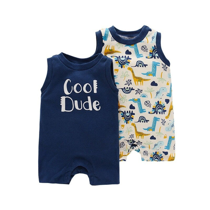 2Pcs Short Sleeve Newborn Romper Set