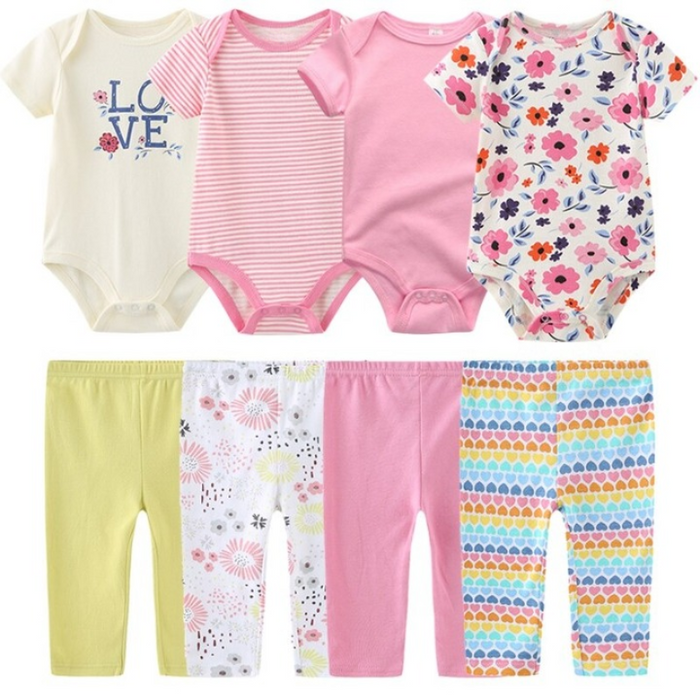 4Pcs Infant Jumpsuits And Pants Sets