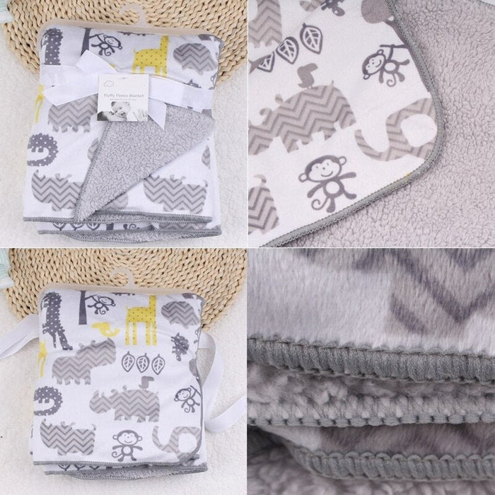 Double Layer Cartoon Printed Baby Blanket