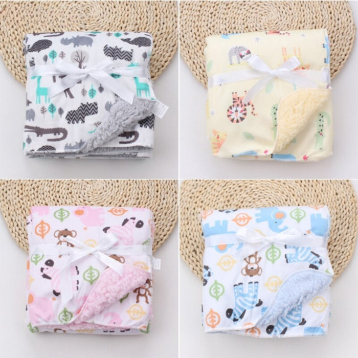 Double Layer Cartoon Printed Baby Blanket