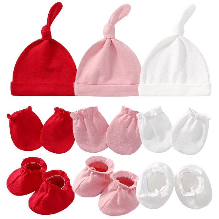 Casual Cotton Hat, Gloves And Socks Set