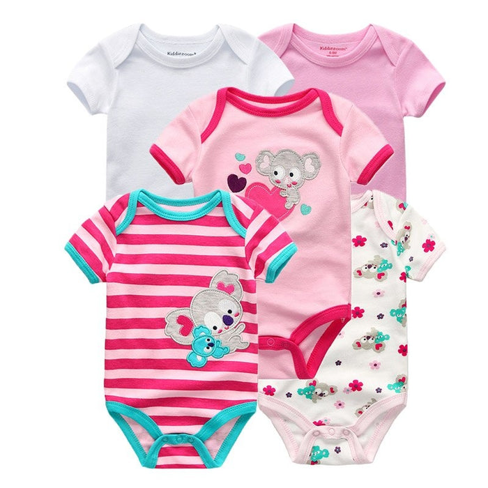 5Pcs Multicolor Unicorn Girls Bodysuit Sets