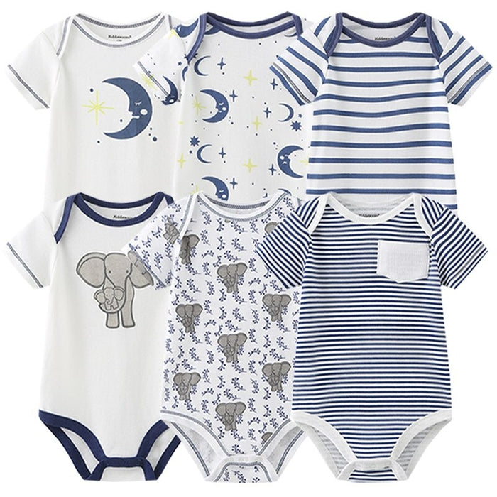 6Pcs Short Sleeve Newborn Unisex Baby Rompers