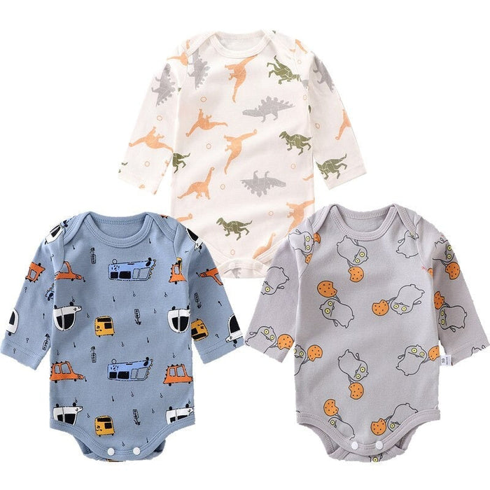 3Pcs Unisex Newborn Baby Long Sleeve Jumpsuit Set