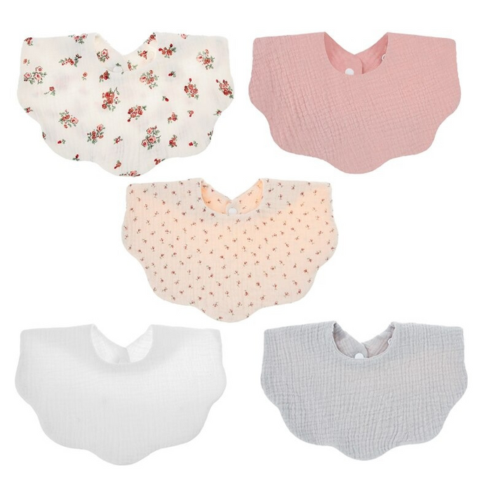 5Pcs Pure Cotton Baby Feeding Bibs Set