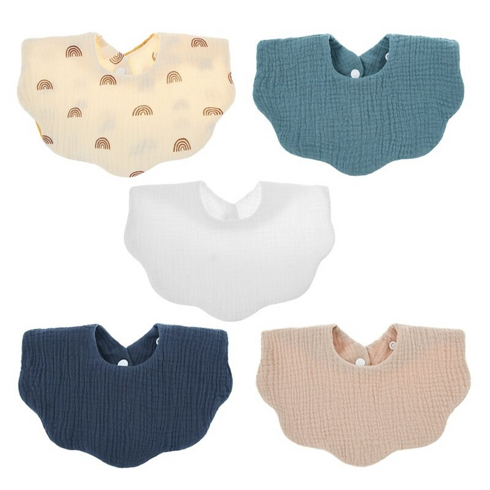 5Pcs Pure Cotton Baby Feeding Bibs Set