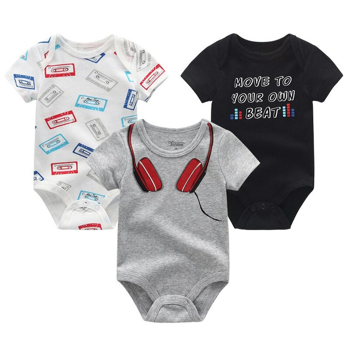 3PCS Cartoon Unisex Baby Rompers Set