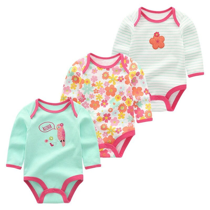 3Pcs Cotton Bodysuit Baby Rompers Set