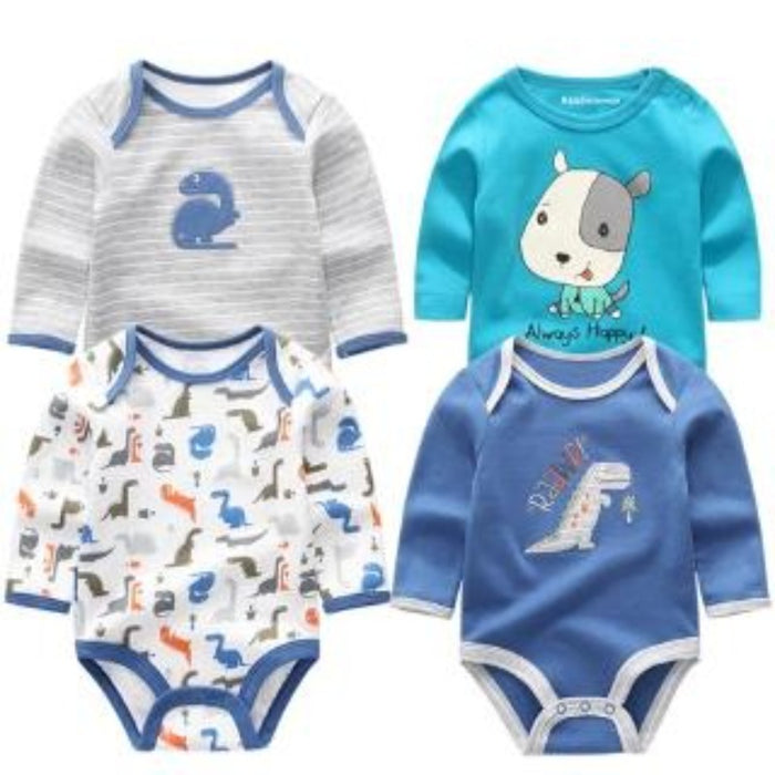 4Pcs Cartoon Print Long Sleeve Jumpsuit