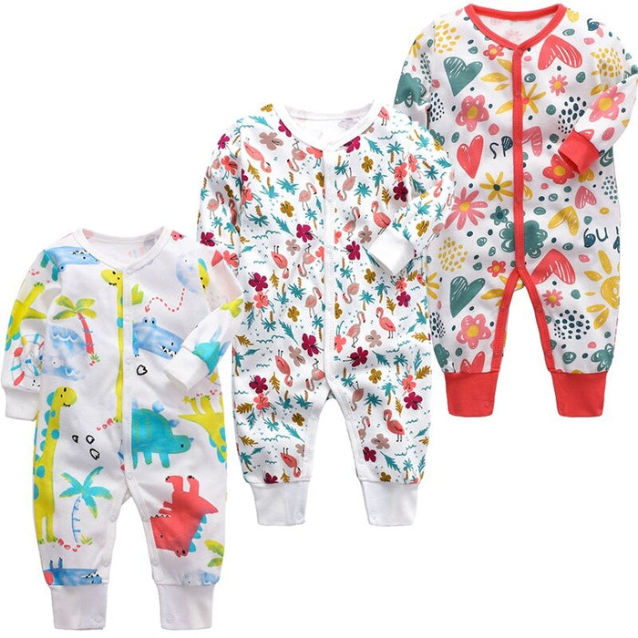 Long Sleeves Unisex Baby Jumpsuit Pack Of 3