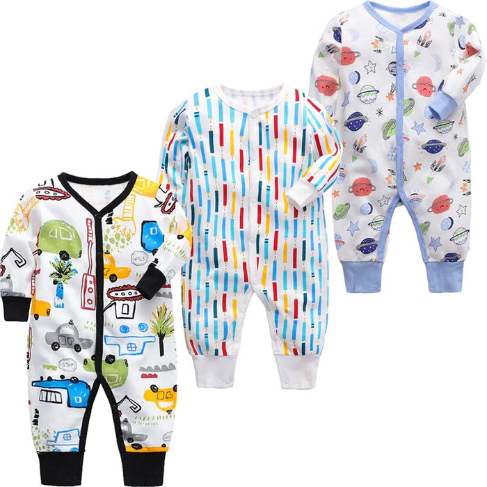 Long Sleeves Unisex Baby Jumpsuit Pack Of 3