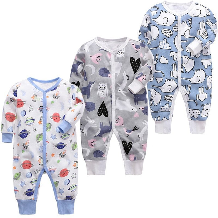 Long Sleeves Unisex Baby Jumpsuit Pack Of 3