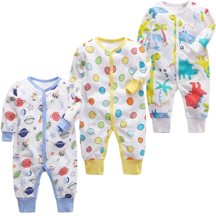 Long Sleeves Unisex Baby Jumpsuit Pack Of 3