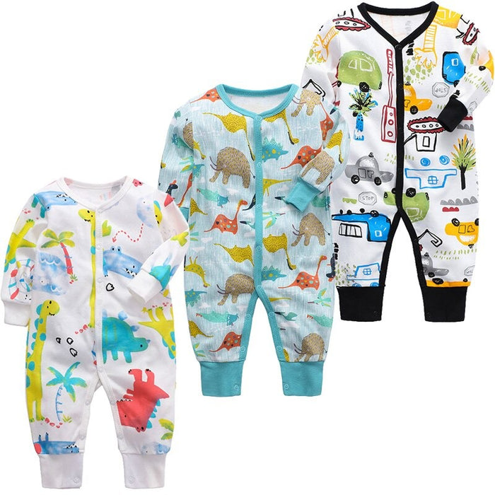 Long Sleeves Unisex Baby Jumpsuit Pack Of 3