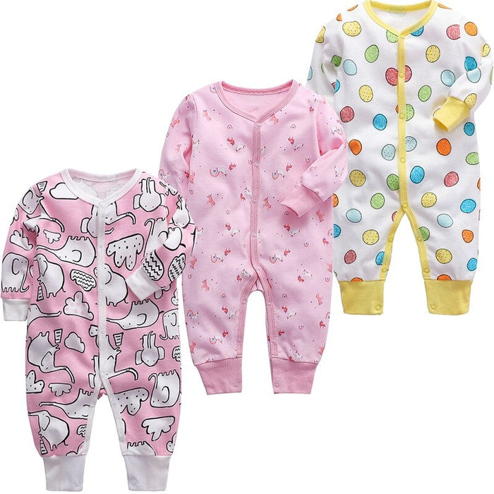 Long Sleeves Unisex Baby Jumpsuit Pack Of 3