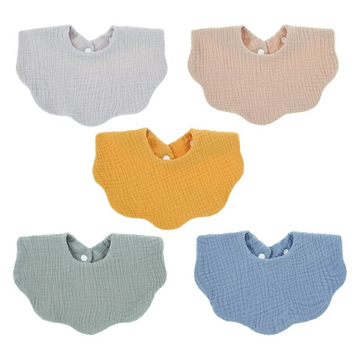 5Pcs Pure Cotton Baby Feeding Bibs