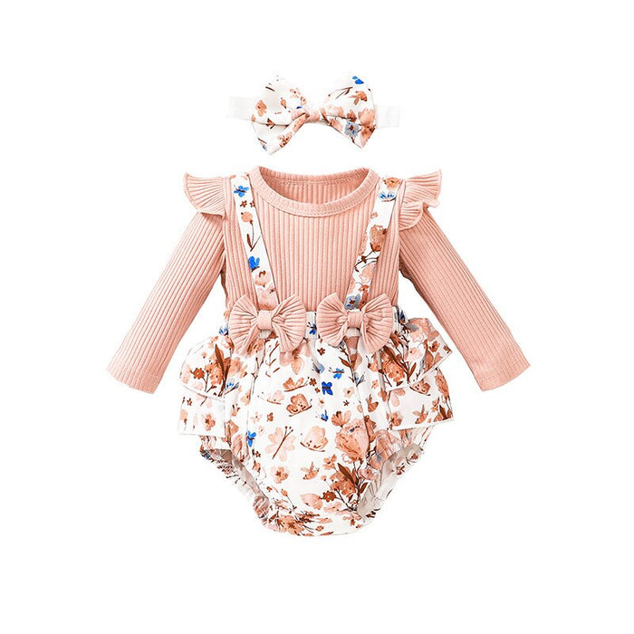 Baby Girl Floral Print Romper Clothes Set