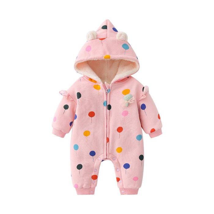 Newborn Baby Girl Thick Zipper Winter Warm Romper