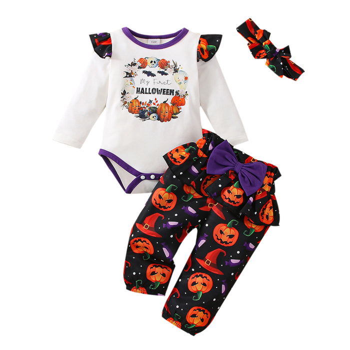 Baby Girl Pumpkin Romper Set