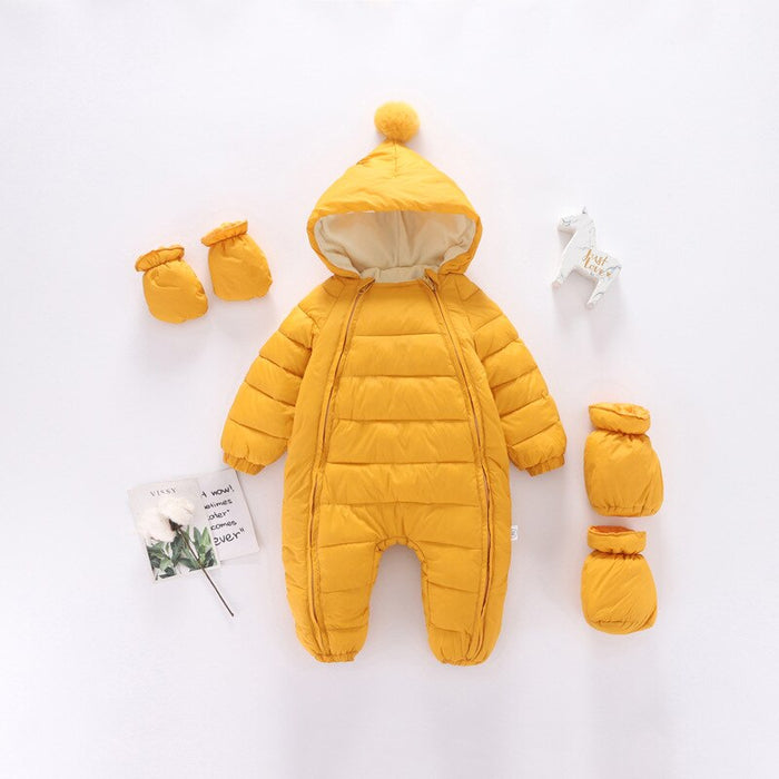 Newborn Baby Boy Girl Winter Hooded Romper