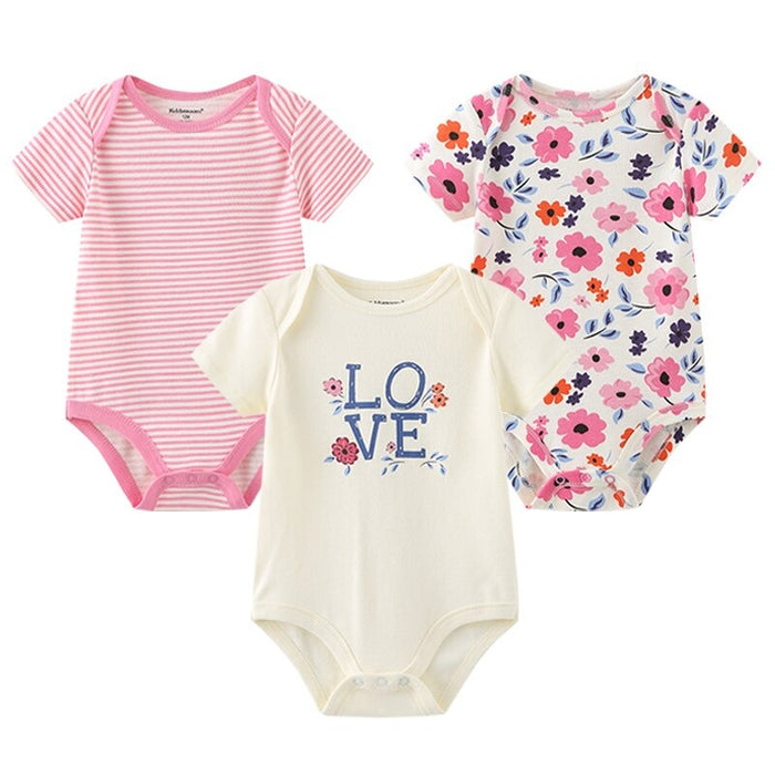 3Pcs Casual Cartoon Unisex Baby Rompers Set