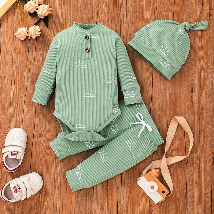 3 Pcs Baby Casual Jumpsuit With Hat