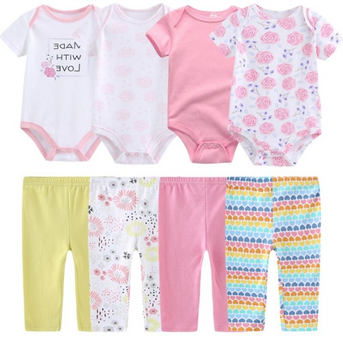 4Pcs Infant Toddler Jumpsuits And Pants Set