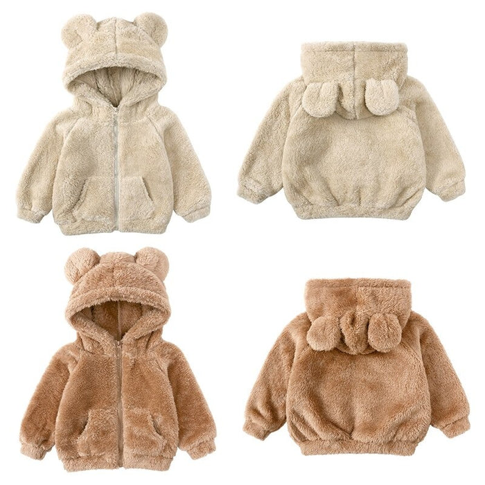 Winters Kids Coat With Thick Hooded Bear Ears