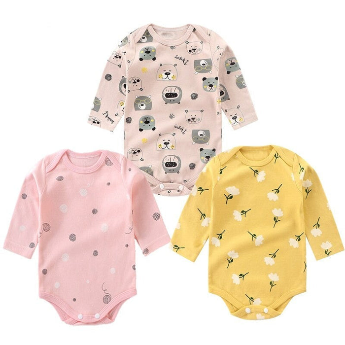 3Pcs Unisex Newborn Baby Long Sleeve Jumpsuit Set