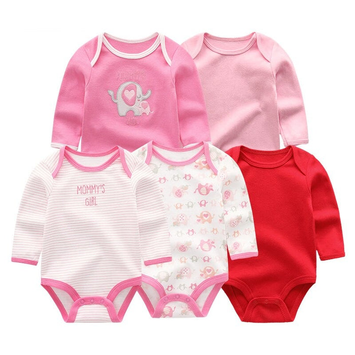 5 Pcs Cotton Toddler Bodysuits Set